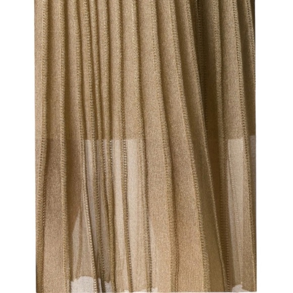VINCE Pleated Gold Bronze Metallic Crochet Knit Midi Skirt Lined Size M - Picture 8 of 16